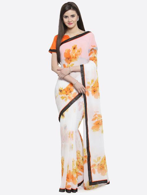 printed woven saree with blouse - 16814768 - Very Small Image - 1