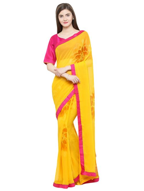 floral printed saree with blouse - 16814895 - Very Small Image - 1