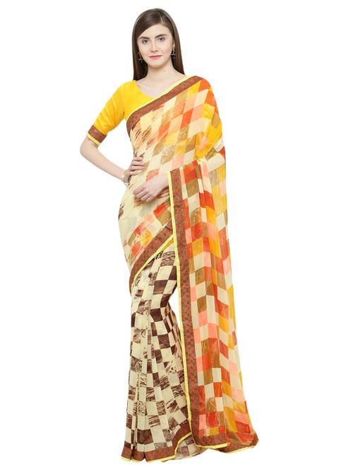 lace detail bordered saree with blouse - 16814906 - Very Small Image - 1