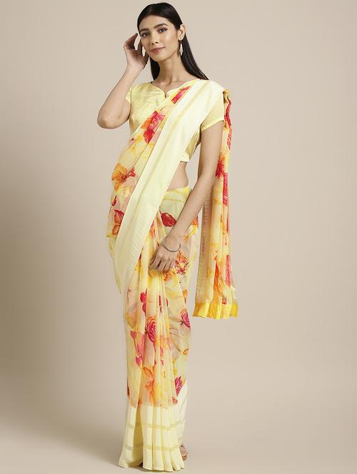 printed woven saree with blouse - 16814973 - Very Small Image - 1