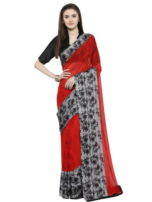 floral printed saree with blouse - 16814975 - Very Small Image - 1