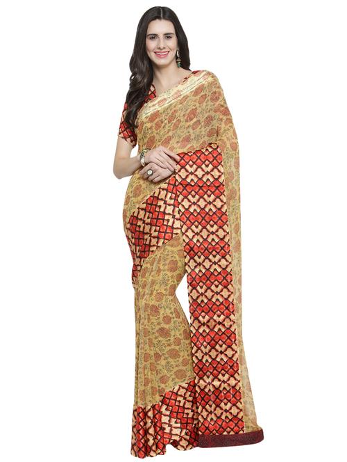 floral printed saree with blouse - 16814978 - Very Small Image - 1