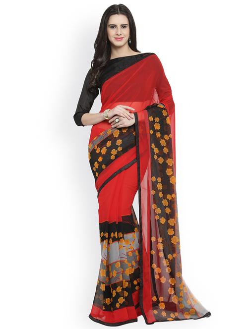 floral printed saree with blouse - 16815012 - Very Small Image - 1