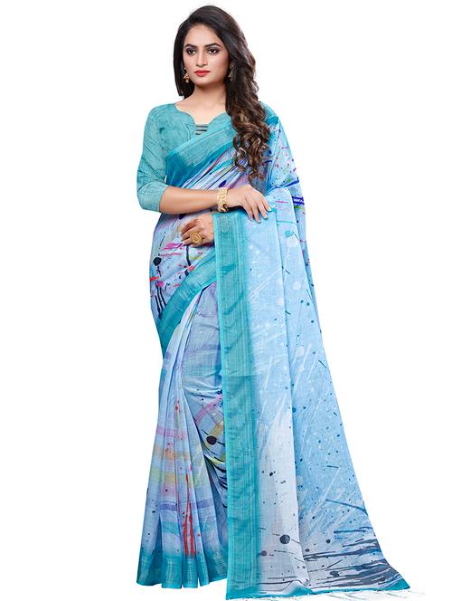abstract printed saree with blouse - 16816695 - Very Small Image - 1