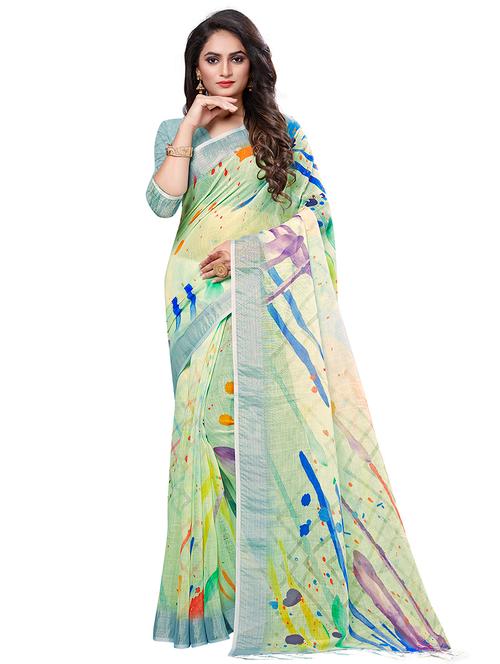abstract printed saree with blouse - 16816704 - Very Small Image - 1