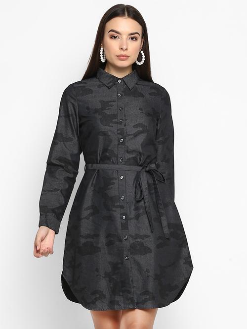 tie front camouflage shirt dress - 16816908 - Very Small Image - 1