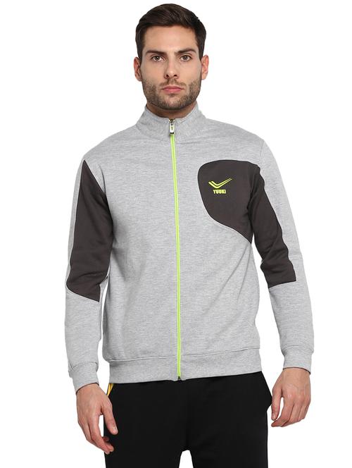 grey color block casual jacket - 16816973 - Very Small Image - 1