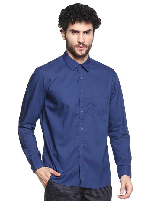 blue solid casual shirt - 16817201 - Very Small Image - 1