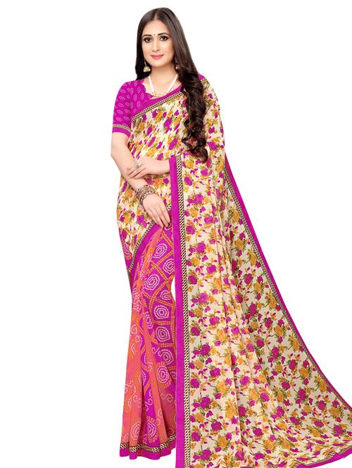 floral printed saree with blouse - 16817236 - Very Small Image - 1