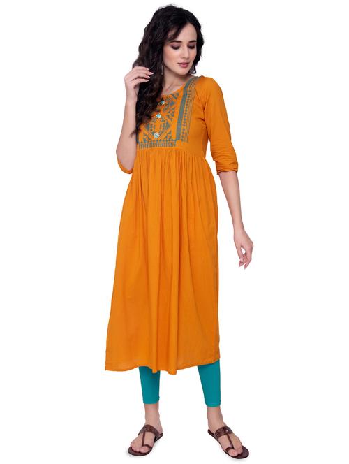 embroidered flared kurta - 16817356 - Very Small Image - 1