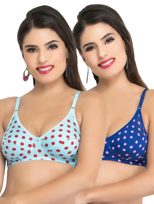 set of 2 floral patch polka dot bra - 16817473 - Very Small Image - 1