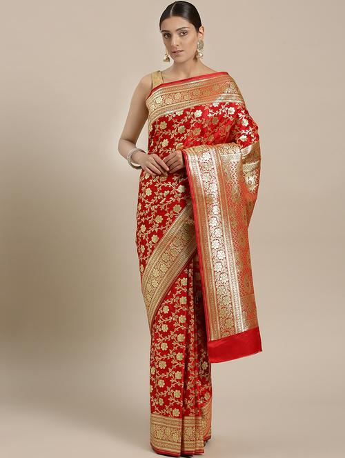women's banarasi saree with blouse - 16817823 - Very Small Image - 1