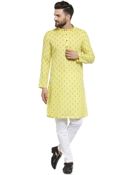 yellow printed kurta pyjama set - 16818527 - Very Small Image - 1