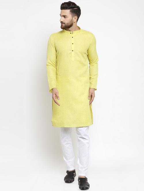 yellow printed kurta pyjama set - 16818534 - Very Small Image - 1