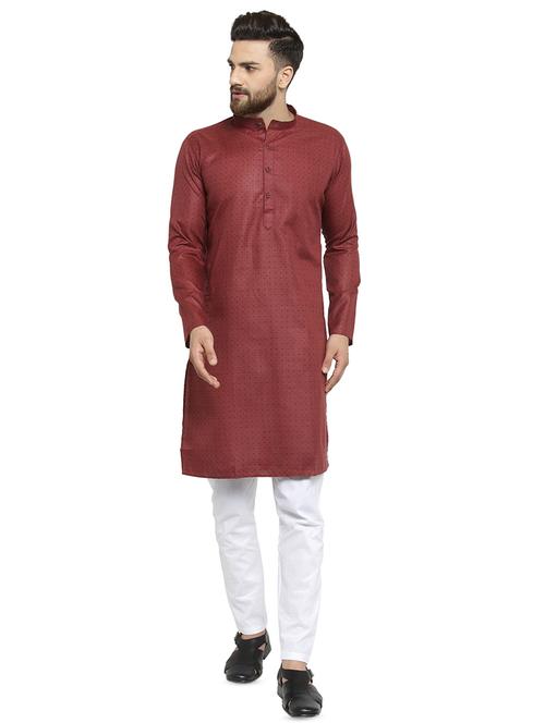 maroon printed kurta pyjama set - 16818540 - Very Small Image - 1