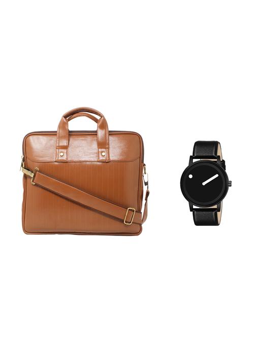 multi colored leatherette laptopbag with watch - 16818653 - Very Small Image - 1