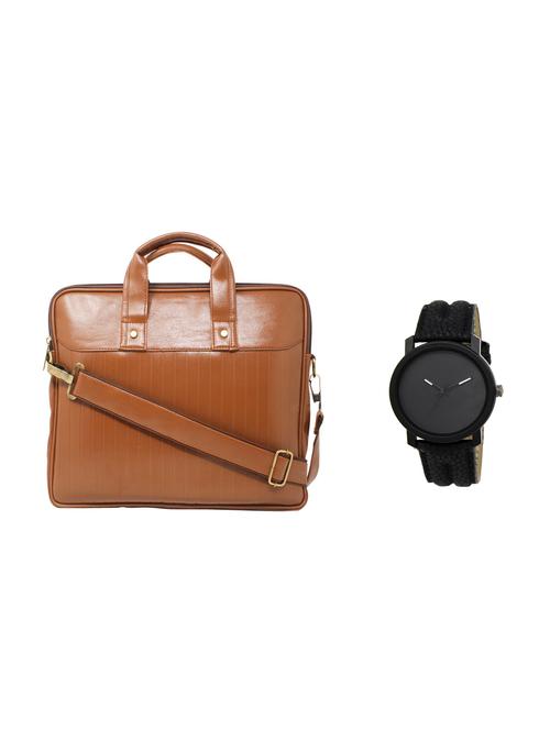 multi colored leatherette laptopbag with watch - 16818679 - Very Small Image - 1