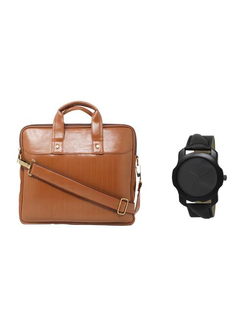 multi colored leatherette laptopbag with watch - 16818680 - Very Small Image - 1