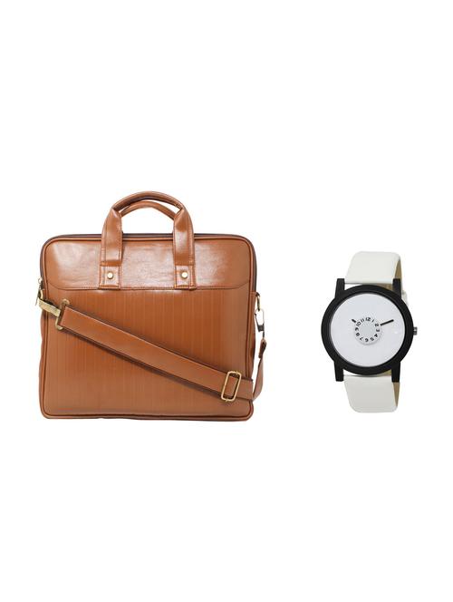 multi colored leatherette laptopbag with watch - 16818684 - Very Small Image - 1