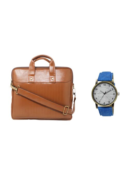 multi colored leatherette laptopbag with watch - 16818686 - Very Small Image - 1