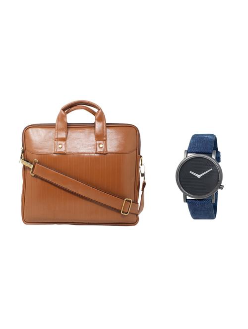 multi colored leatherette laptopbag with watch - 16818693 - Very Small Image - 1
