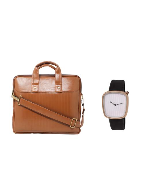 multi colored leatherette laptopbag with watch - 16818698 - Very Small Image - 1