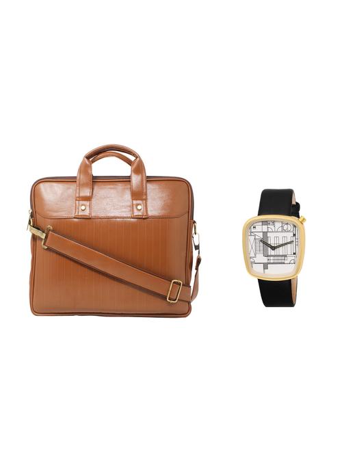 multi colored leatherette laptopbag with watch - 16818699 - Very Small Image - 1