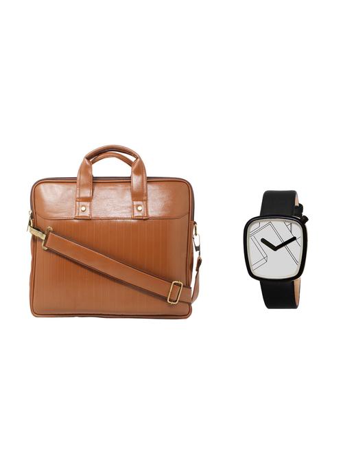 multi colored leatherette laptopbag with watch - 16818700 - Very Small Image - 1