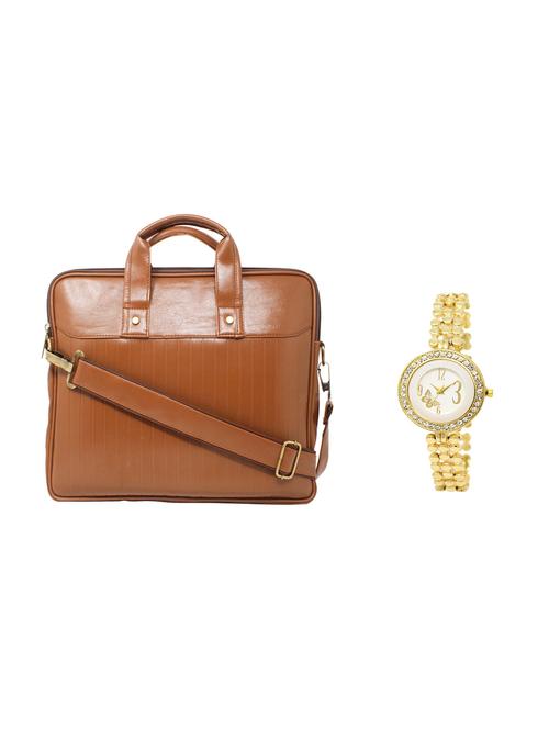 multi colored leatherette laptopbag with watch - 16818717 - Very Small Image - 1