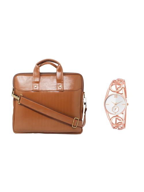 multi colored leatherette laptopbag with watch - 16818725 - Very Small Image - 1