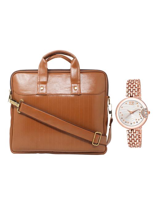 multi colored leatherette laptopbag with watch - 16818733 - Very Small Image - 1