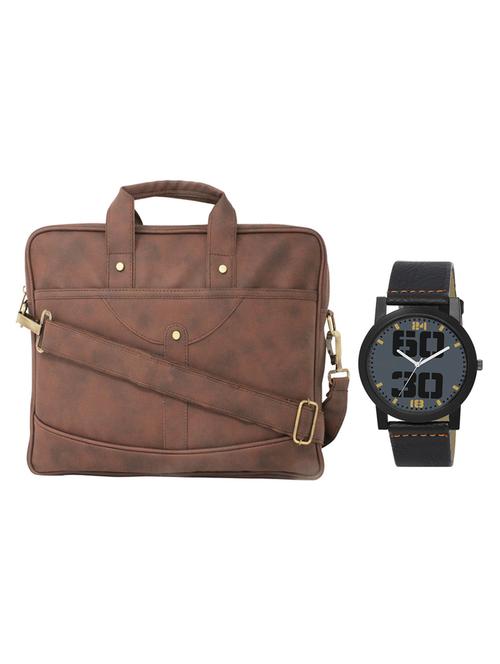 multi colored leatherette laptopbag with watch - 16818830 - Very Small Image - 1