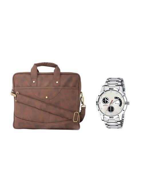 multi colored leatherette laptopbag with watch - 16818833 - Very Small Image - 1