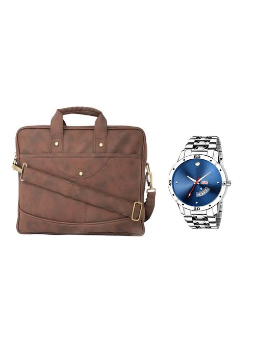 multi colored leatherette laptopbag with watch - 16818837 - Very Small Image - 1
