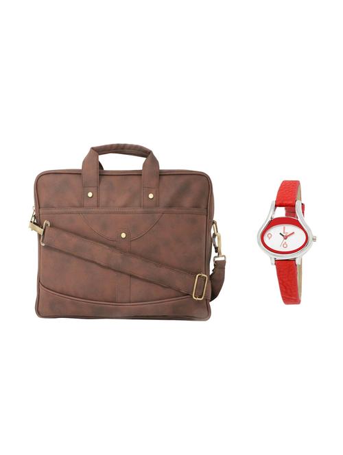 multi colored leatherette laptopbag with watch - 16818845 - Very Small Image - 1