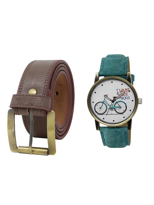 multi colored leatherette belt with watch - 16819143 - Very Small Image - 1