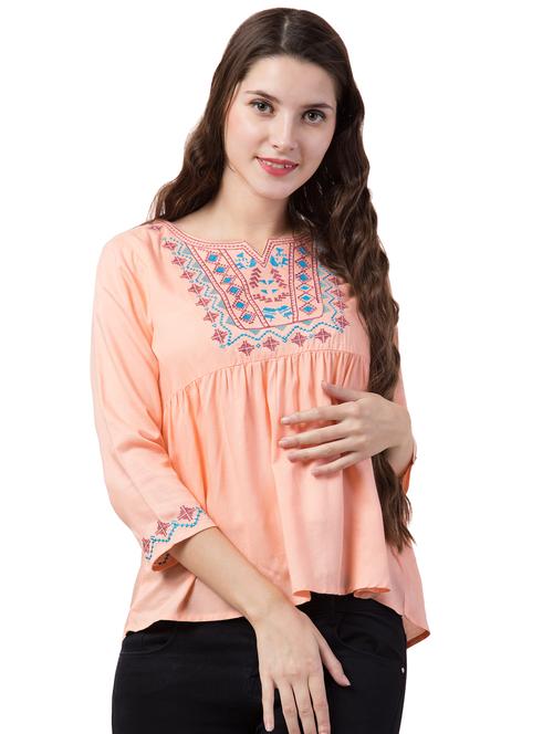embroidered detail peasant top - 16822066 - Very Small Image - 1