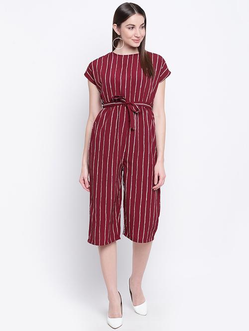 tie front striped jumpsuit - 16822250 - Very Small Image - 1