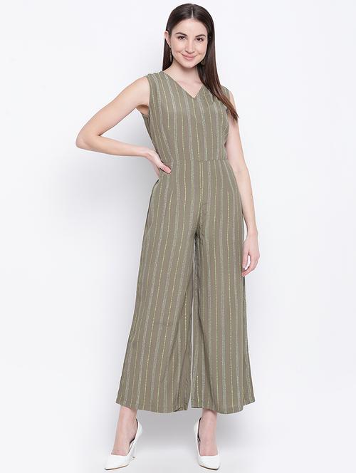 v-neck striped jumpsuit - 16822257 - Very Small Image - 1