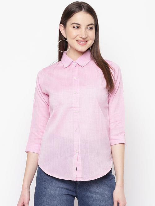 curved hem solid shirt - 16822261 - Very Small Image - 1