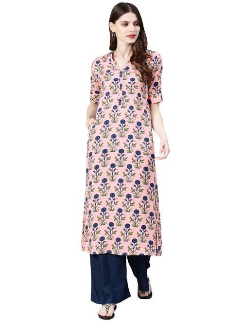 floral straight kurta - 16822337 - Very Small Image - 1