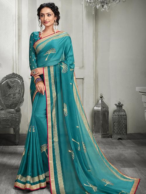 foil printed saree with blouse - 16822936 - Very Small Image - 1