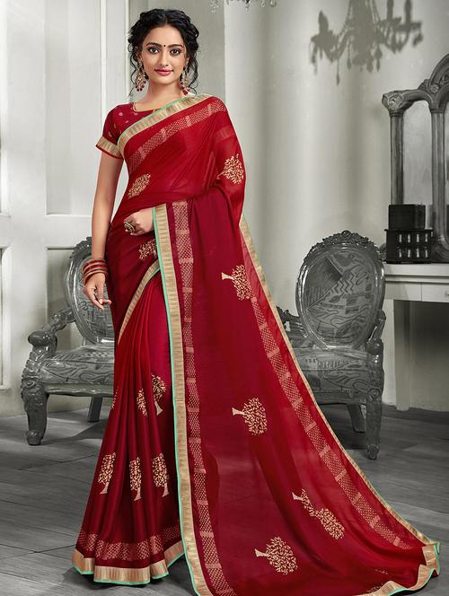 foil printed saree with blouse - 16822942 - Very Small Image - 1