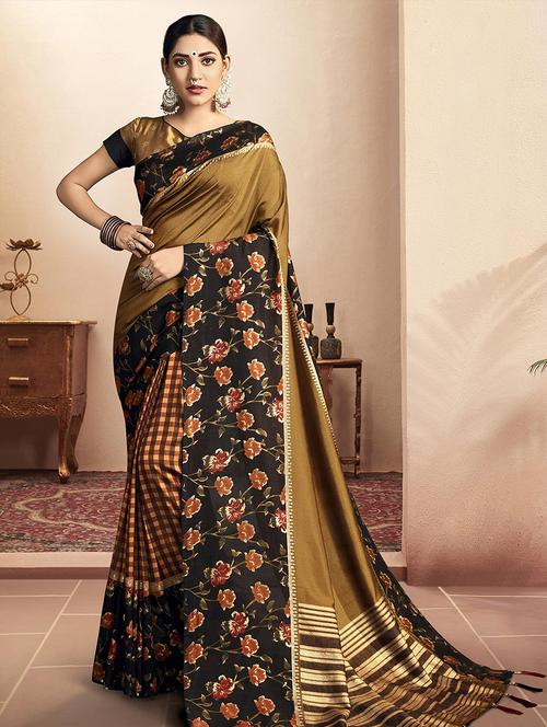 floral printed saree with blouse - 16822949 - Very Small Image - 1