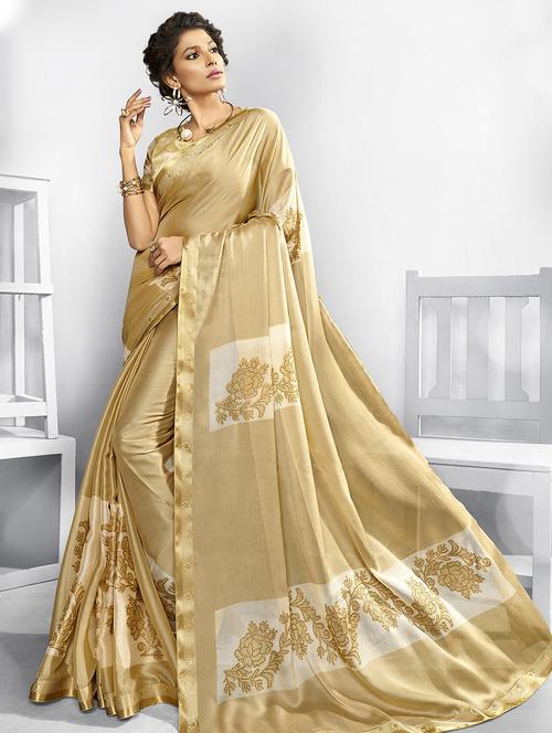 foil printed saree with blouse - 16822954 - Very Small Image - 1