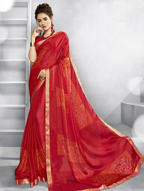 foil printed saree with blouse - 16822956 - Very Small Image - 1