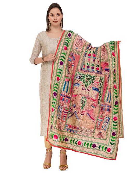 pastel embroidered dupatta - 16823005 - Very Small Image - 1