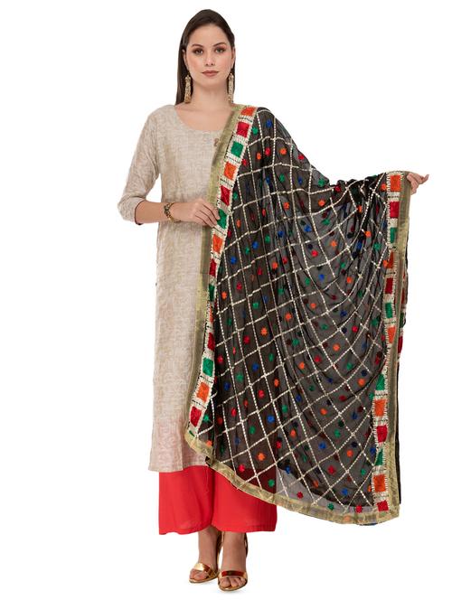 floral embroidered dupatta - 16823013 - Very Small Image - 1