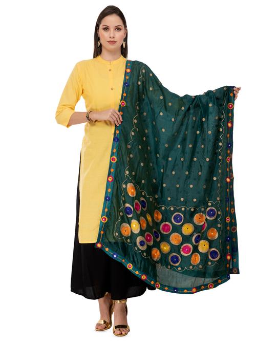 teal embroidered dupatta - 16823017 - Very Small Image - 1