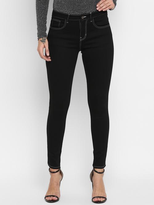 high rise solid jeans - 16823103 - Very Small Image - 1